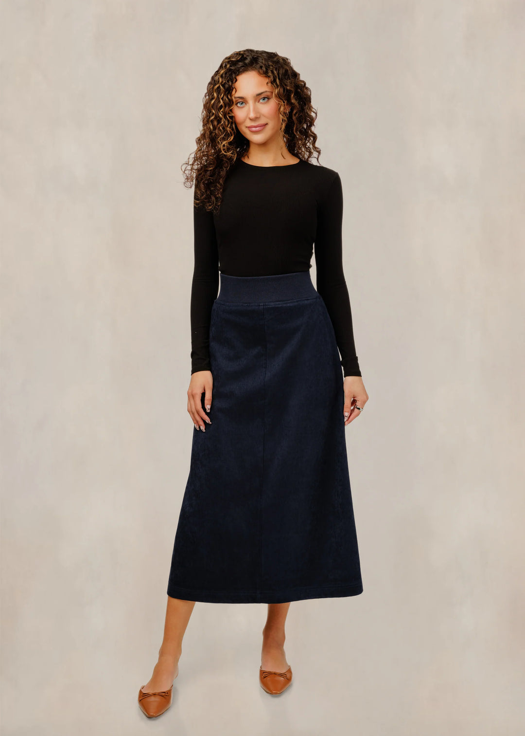 Suede Straight Midi Skirt 005
