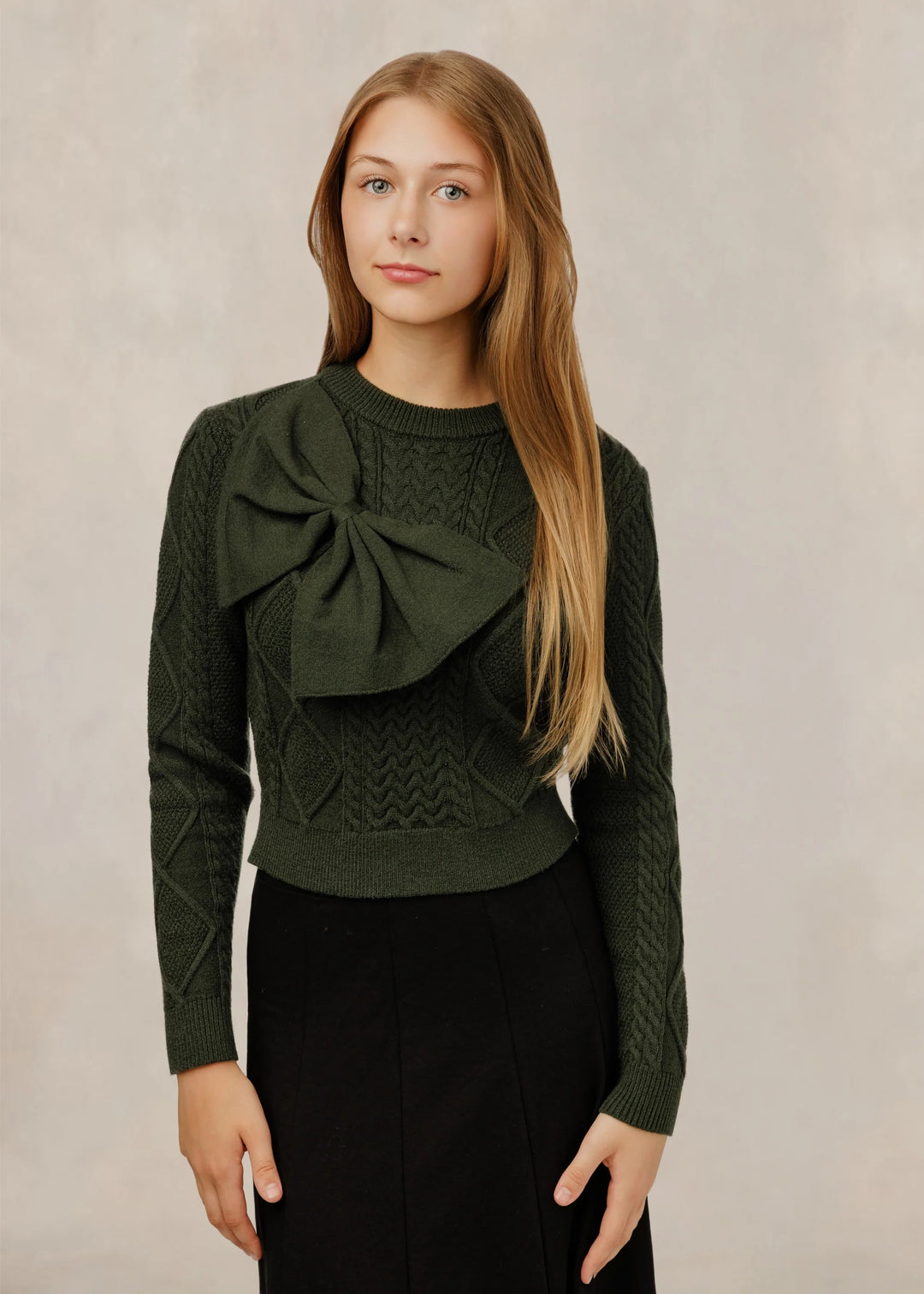 Green Bow Textured Sweater 333