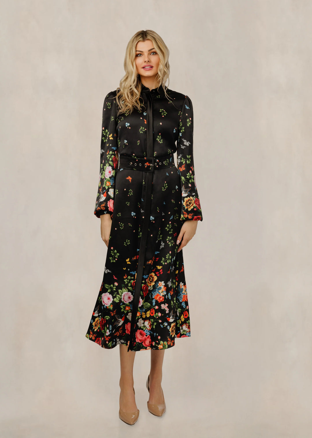 Black Floral Printed Dress 114