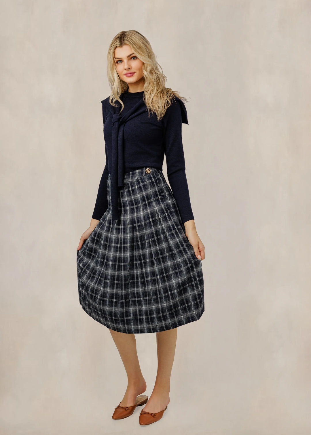 Plaid Midi Skirt 208