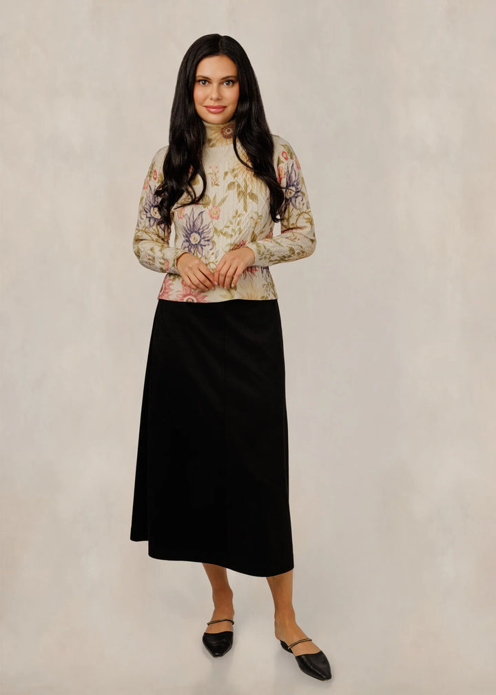 Cable Knit Floral Sweater 401