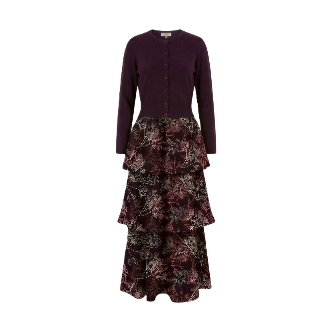 Burgundy Floral Jumper w/ Cardigan 012