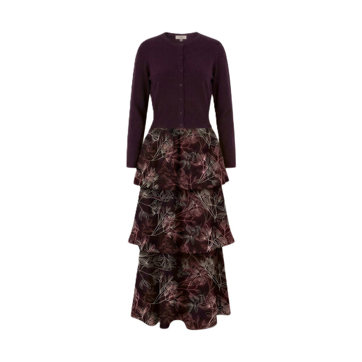 Burgundy Floral Jumper w/ Cardigan 012