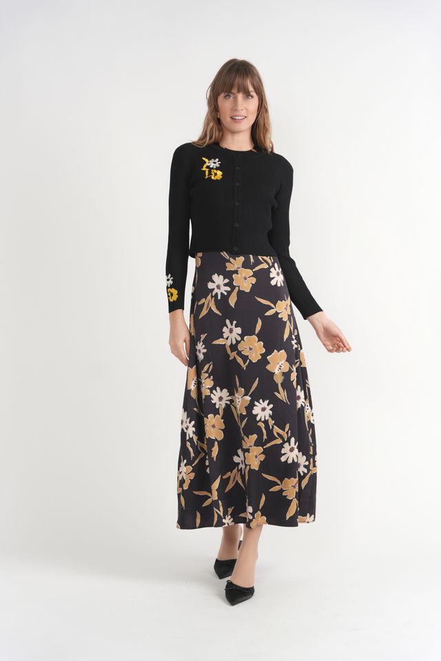 Yellow Floral Cardigan jumper Set 252