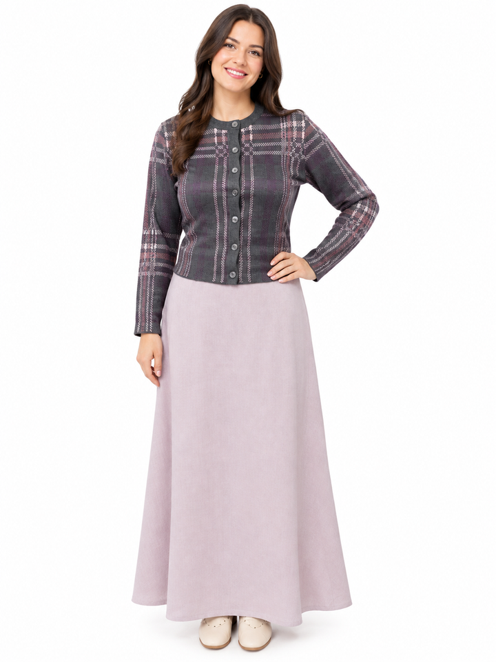 Solid Light Pink Panelled Skirt 662