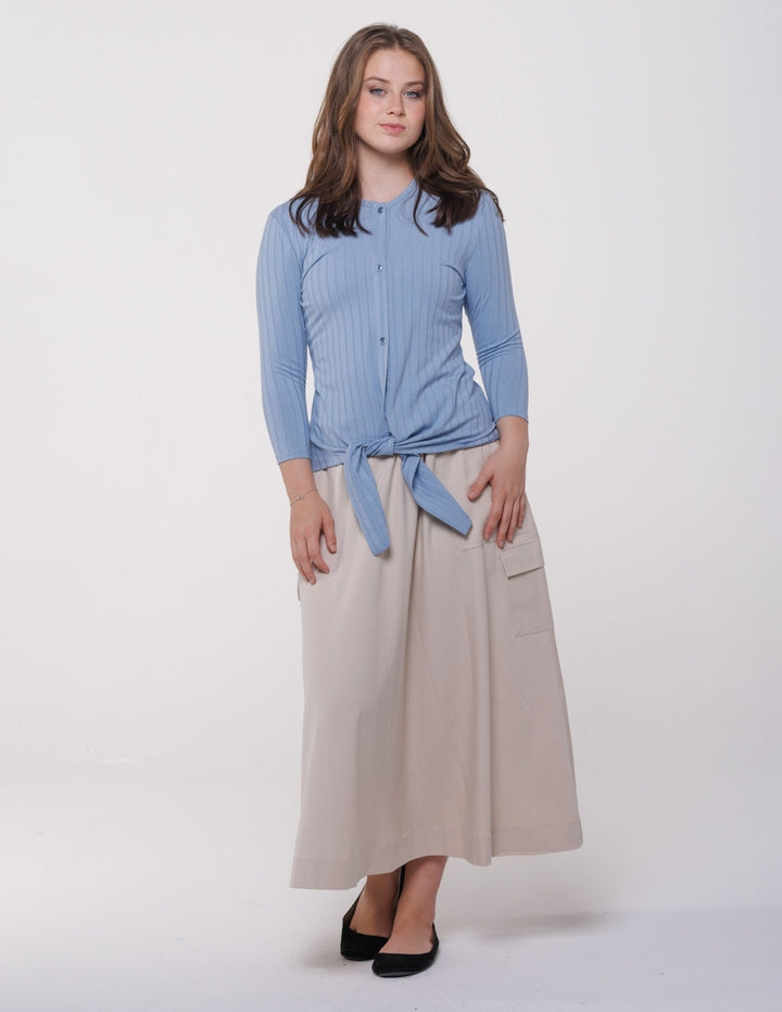 Button Down Tie Waist Top 703