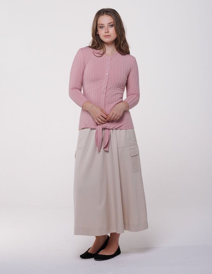 Button Down Tie Waist Top 703