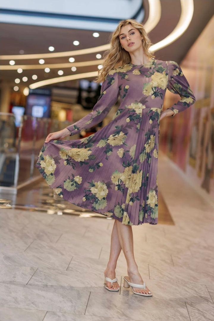 Dark Lavendar Floral Dress 109