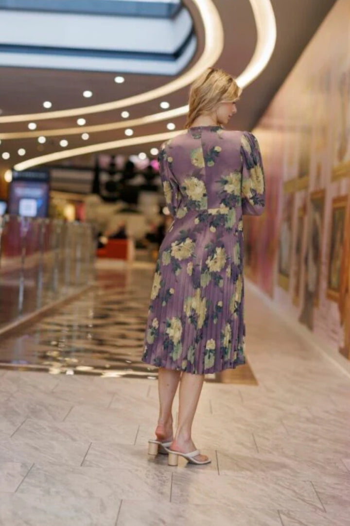 Dark Lavendar Floral Dress 109