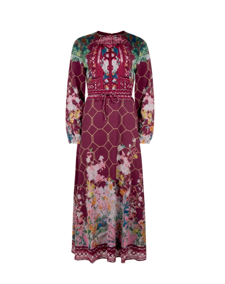 Chiffon Printed Waisted Maxi Dress