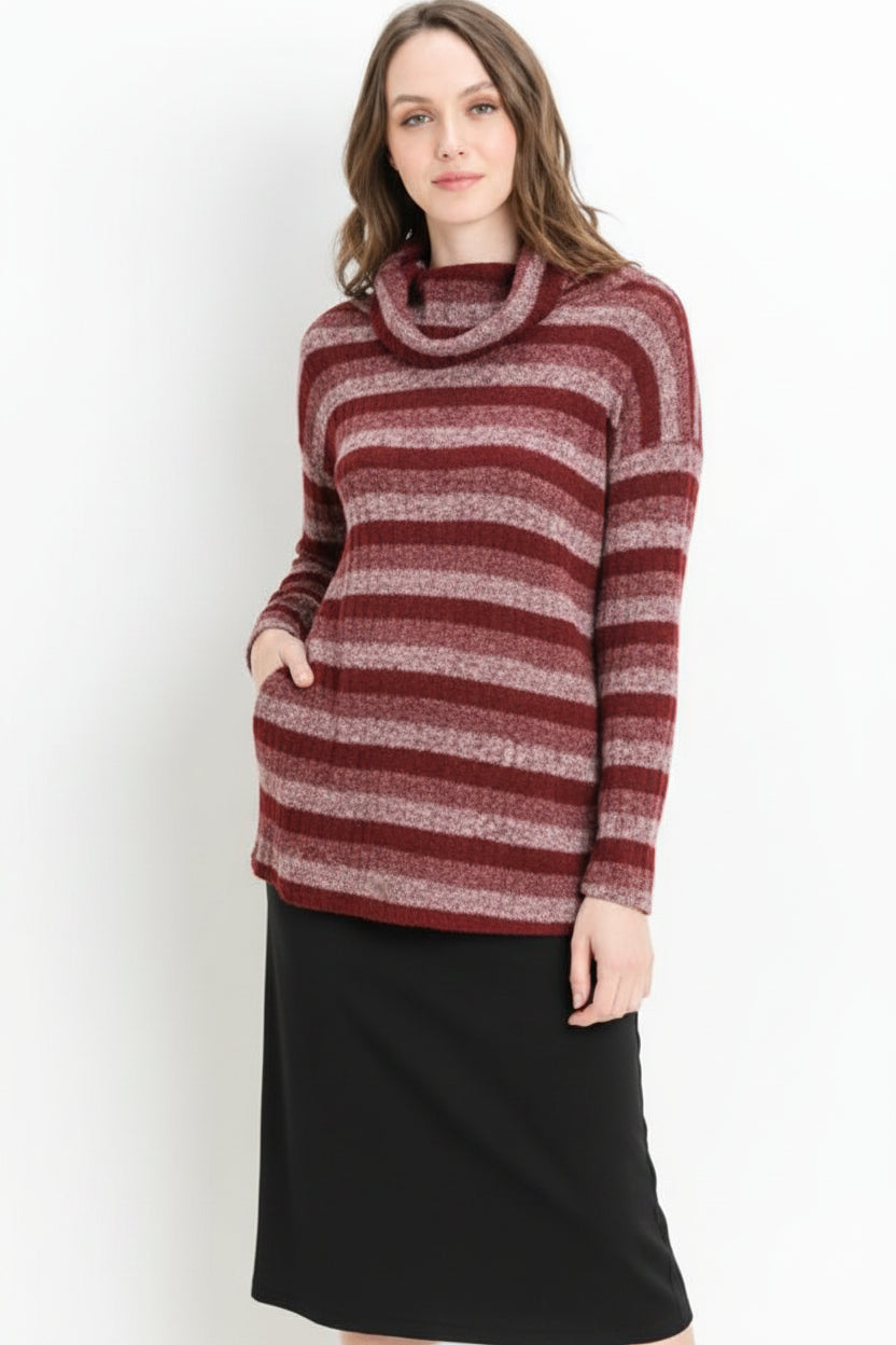 Cowl Neck Striped Top M1820