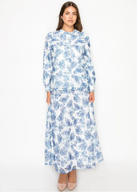 Blue Floral Lace Top T1013