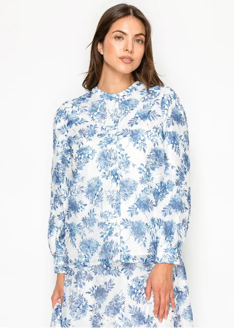 Blue Floral Lace Top T1013