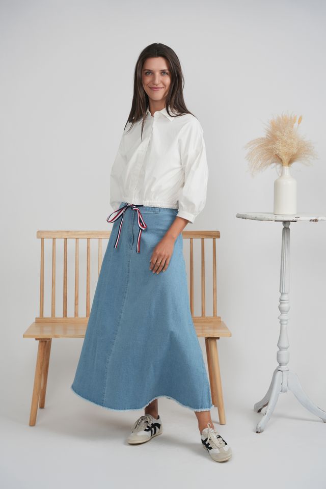 Cropped Ribbon Blouse 398