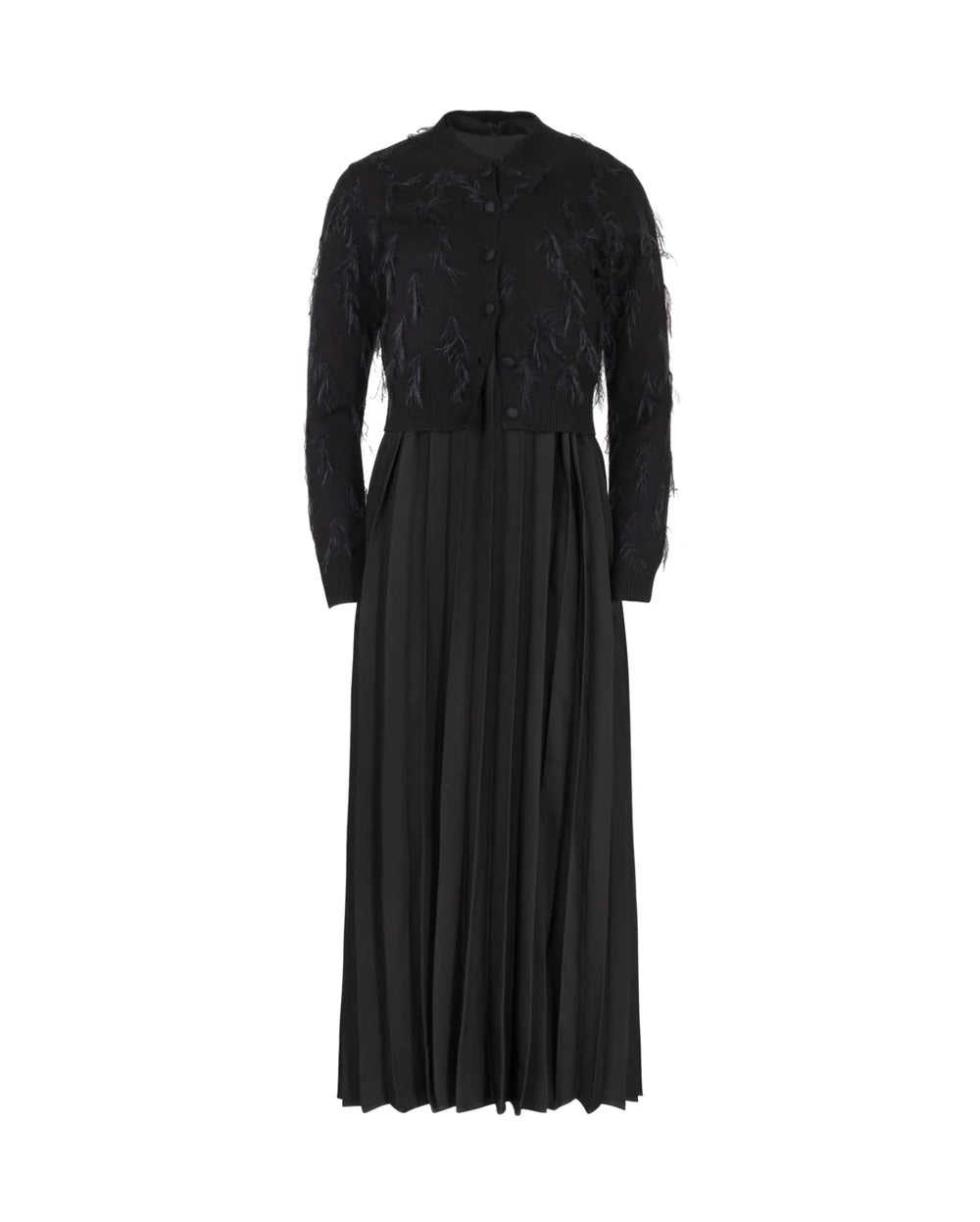 Pleated Flowy Jumper w/ Cardigan