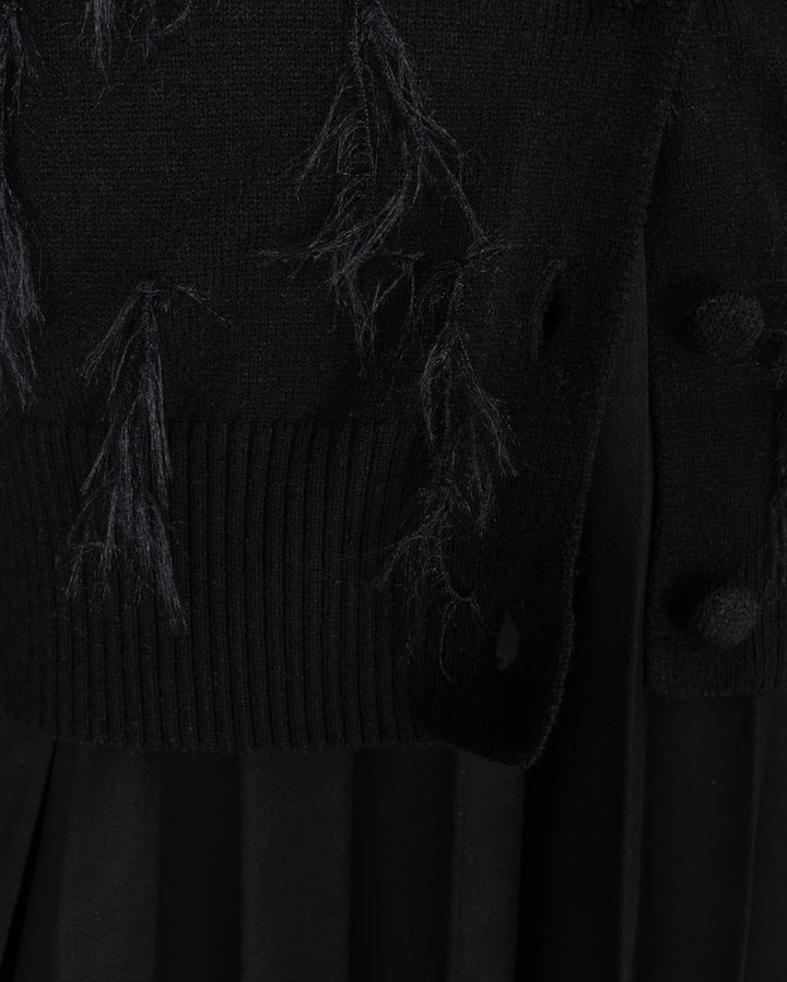 Pleated Flowy Jumper w/ Cardigan