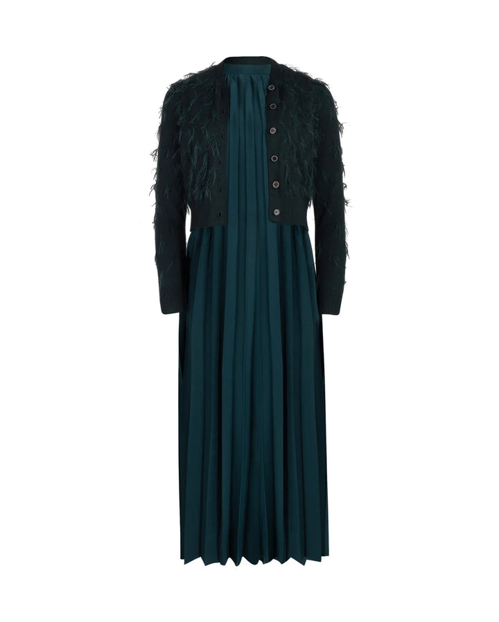 Pleated Flowy Jumper w/ Cardigan