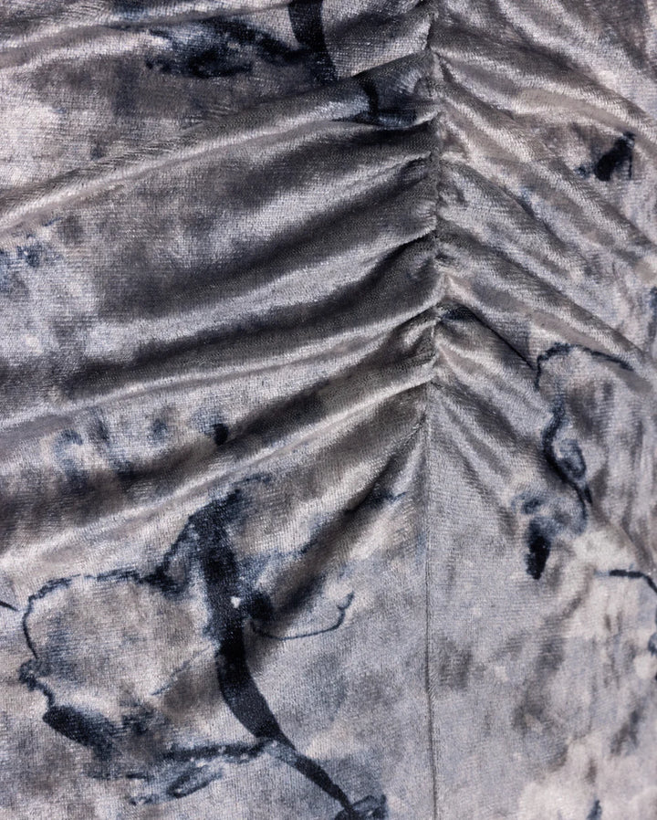 Rushed Velour Printed Dress