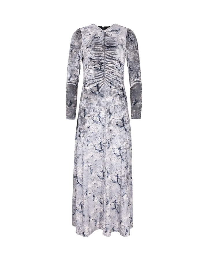 Rushed Velour Printed Dress