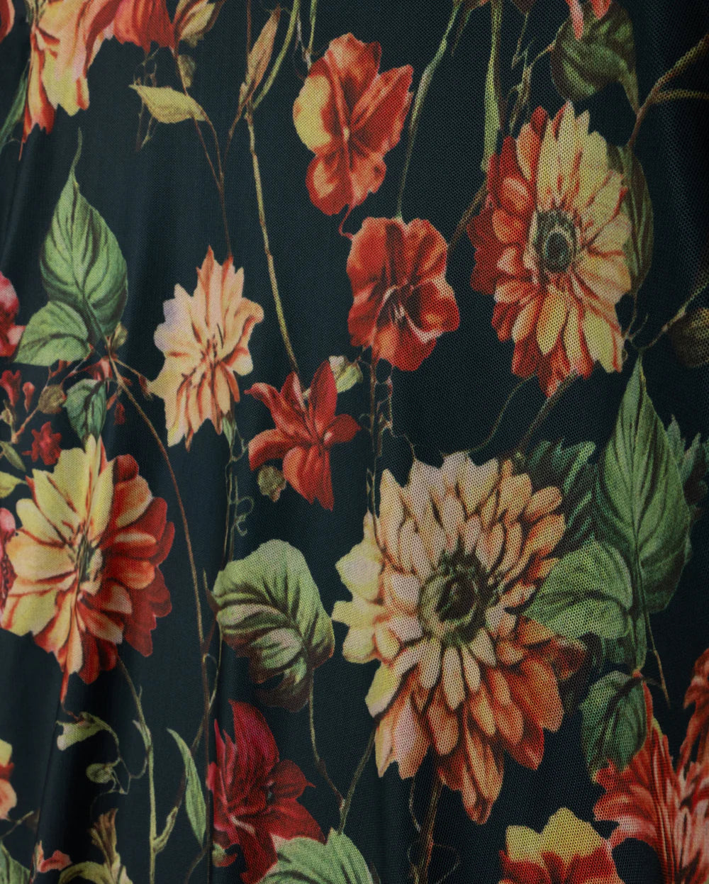 Floral Print on Mesh Turtleneck