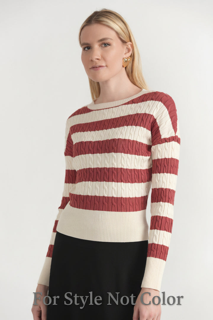 Striped Cable Sweater 178