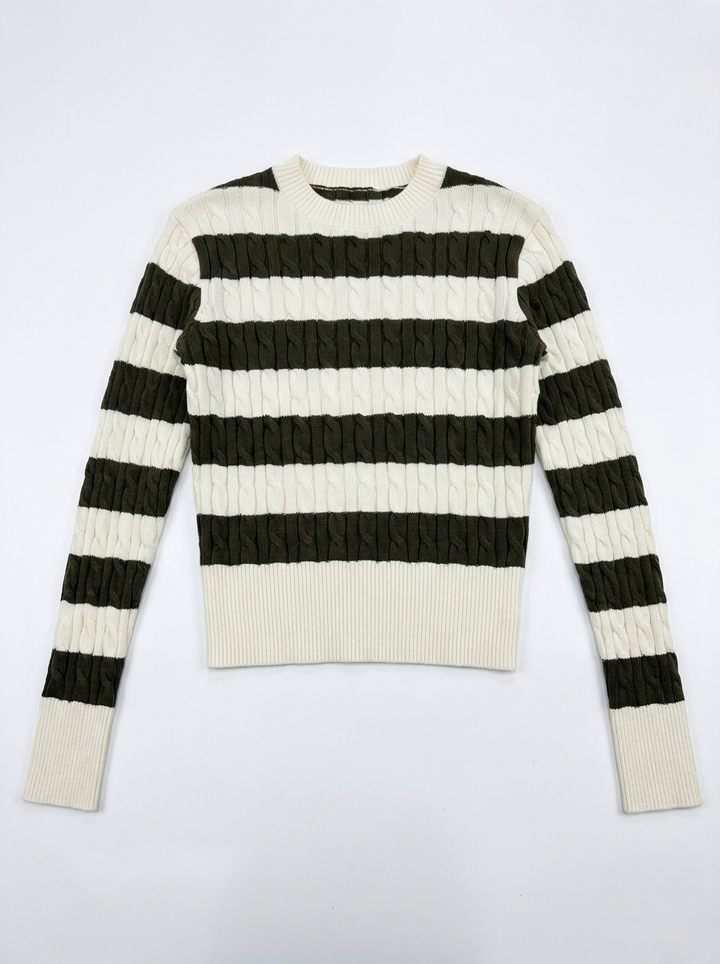 Striped Cable Sweater 178