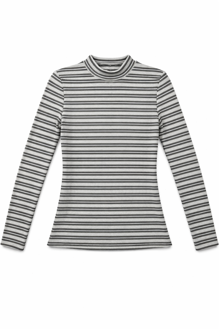 Stripped Mock Neck Tee by Riff