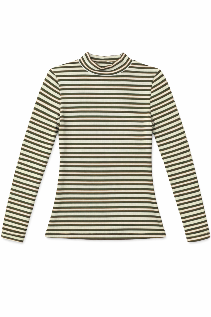 Stripped Mock Neck Tee by Riff