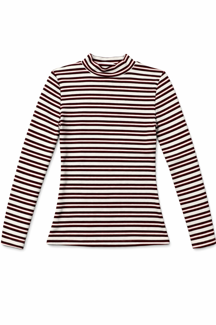 Stripped Mock Neck Tee by Riff