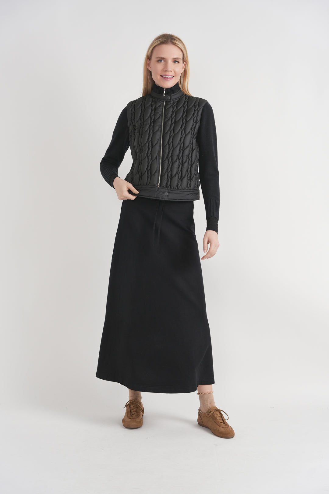 Zip up Knit Quilt Sweater 344