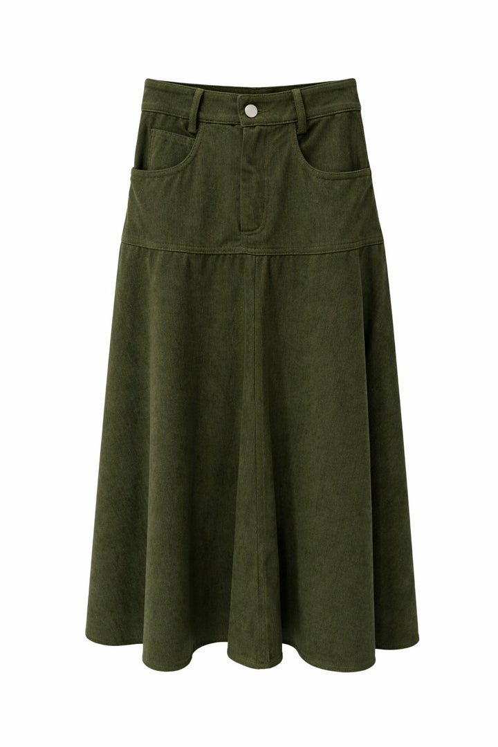 Olive Corduroy Skirt 341