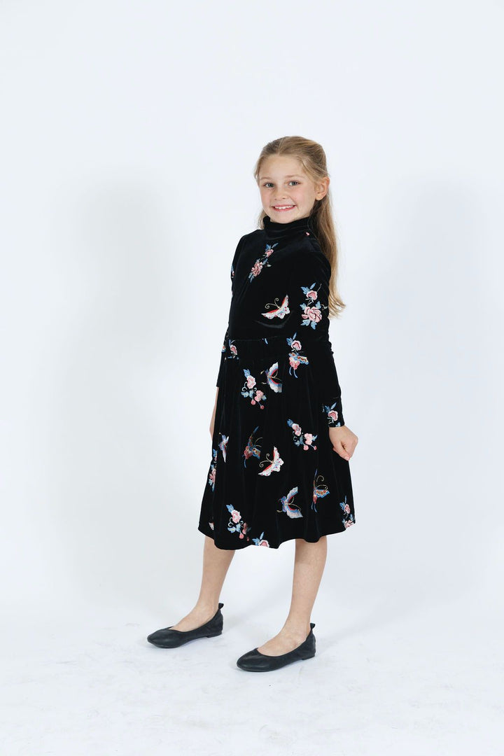Embroidered Black Velvet Set 131