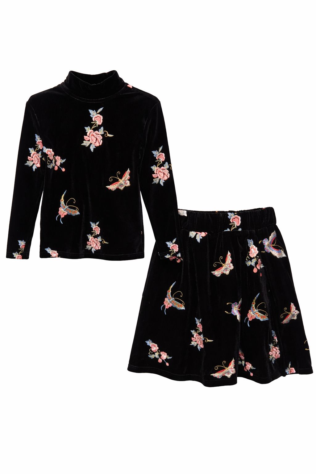 Embroidered Black Velvet Set 131