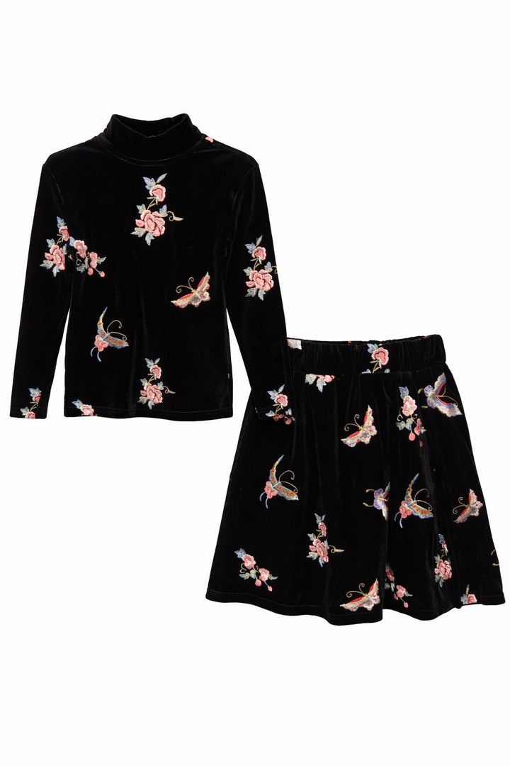 Embroidered Black Velvet Set 131