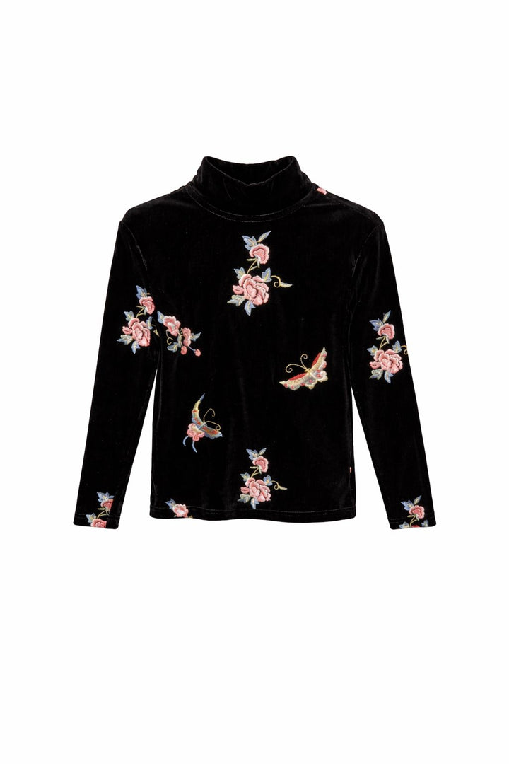 Embroidered Black Velvet Set 131