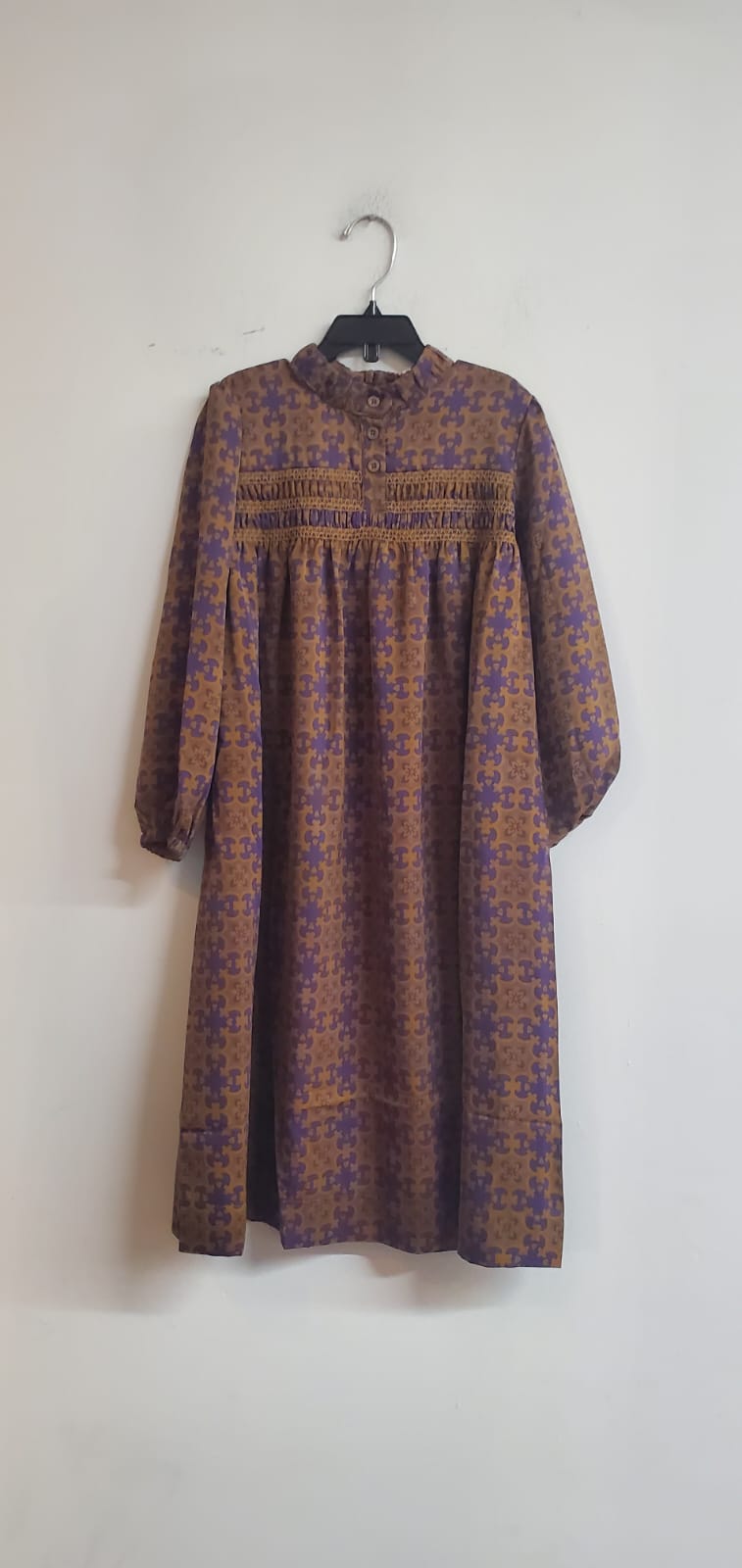 Plum Gold Print Dress