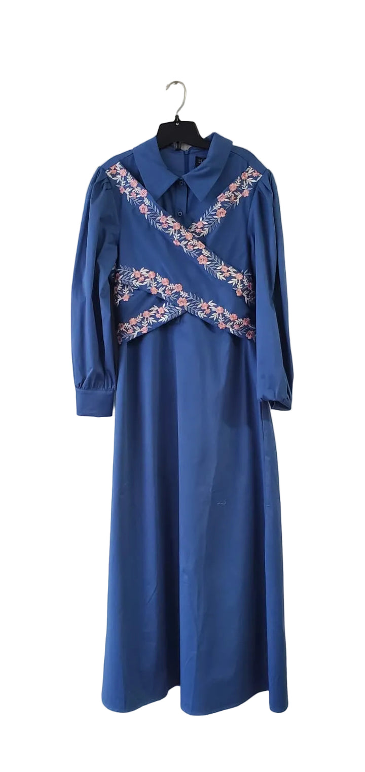 Embroidered Wrap Dress 095