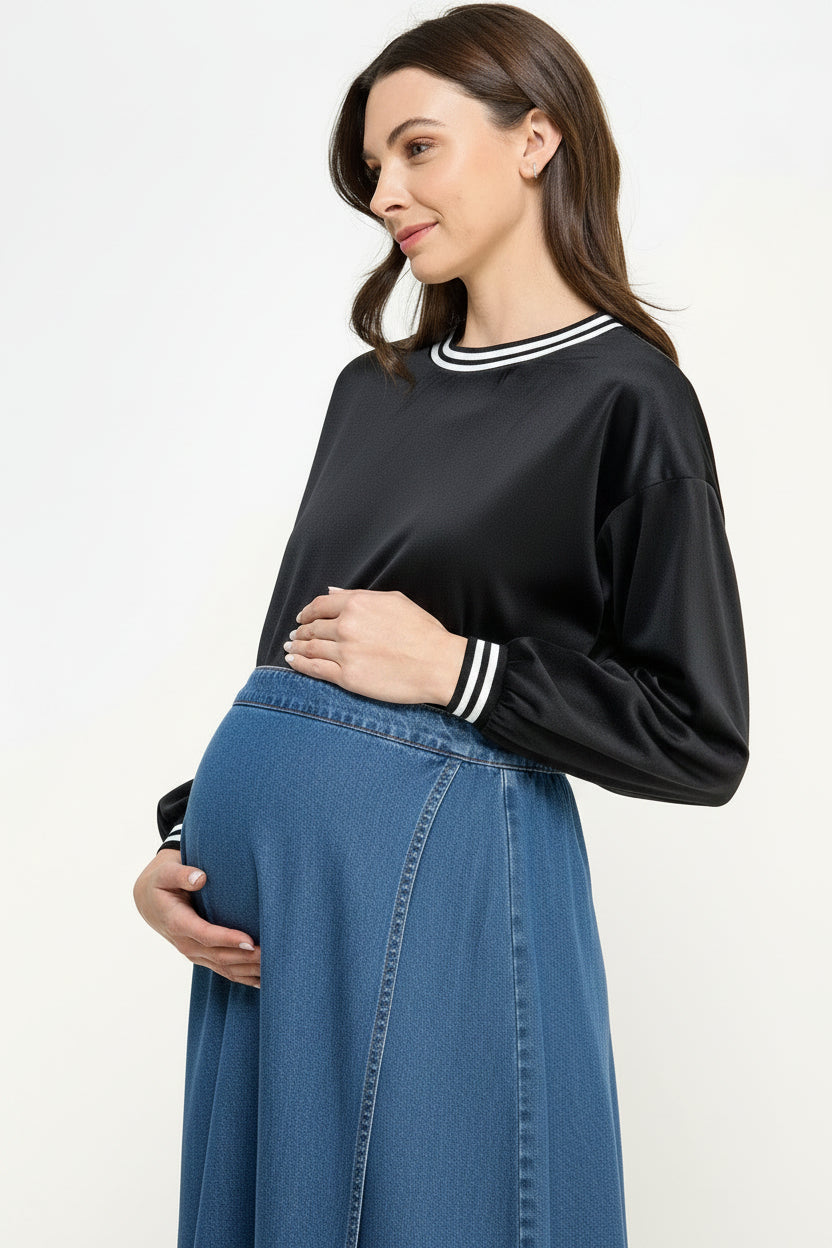 Maternity Velvet Crewneck Sweatshirt M2724