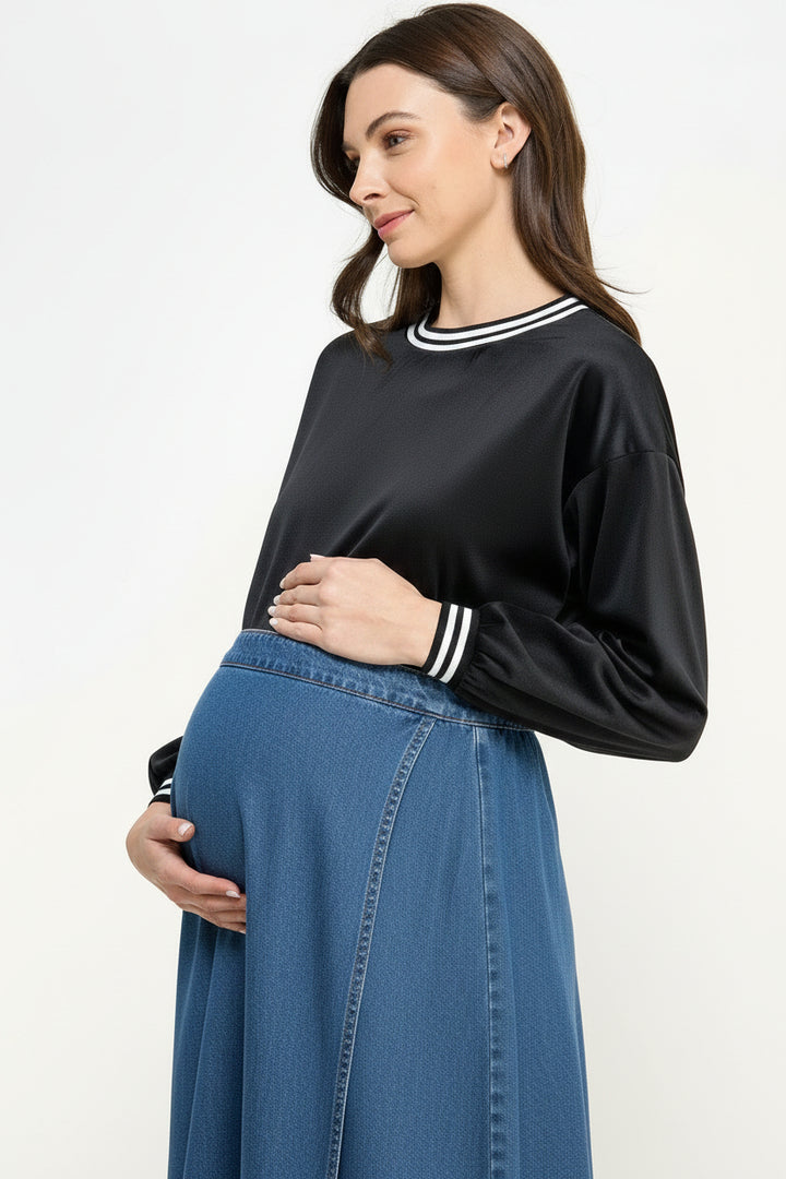 Maternity Velvet Crewneck Sweatshirt M2724