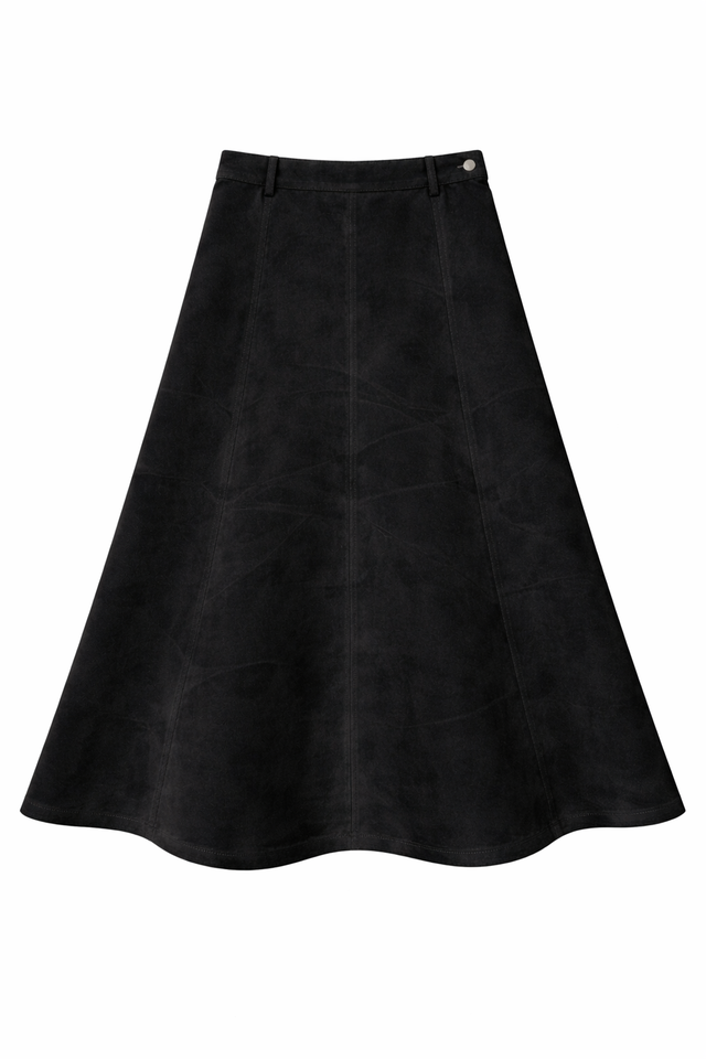 Suede Paneled Maxi Skirt 368