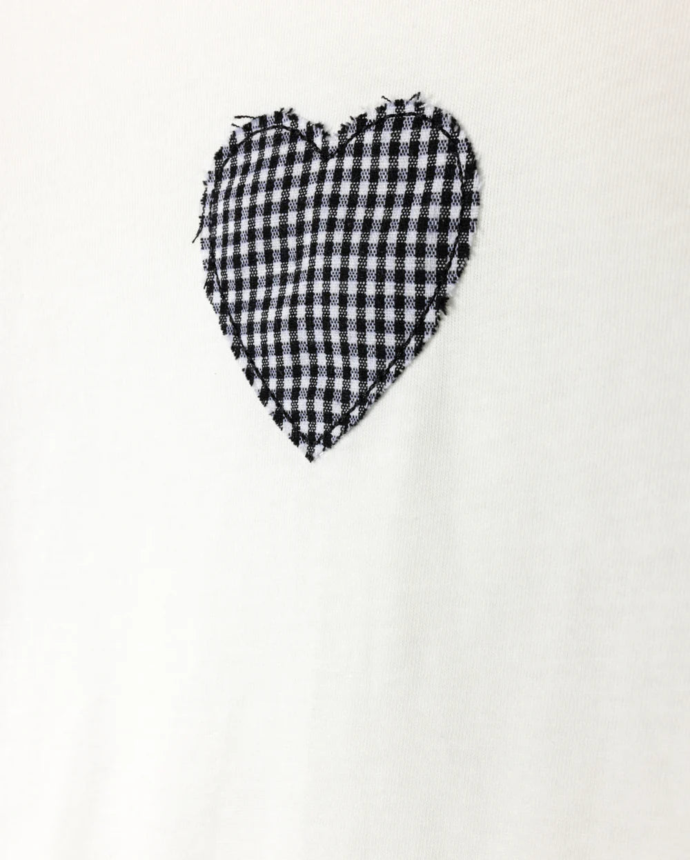 Checked And Bow Heart Patch T-shirt