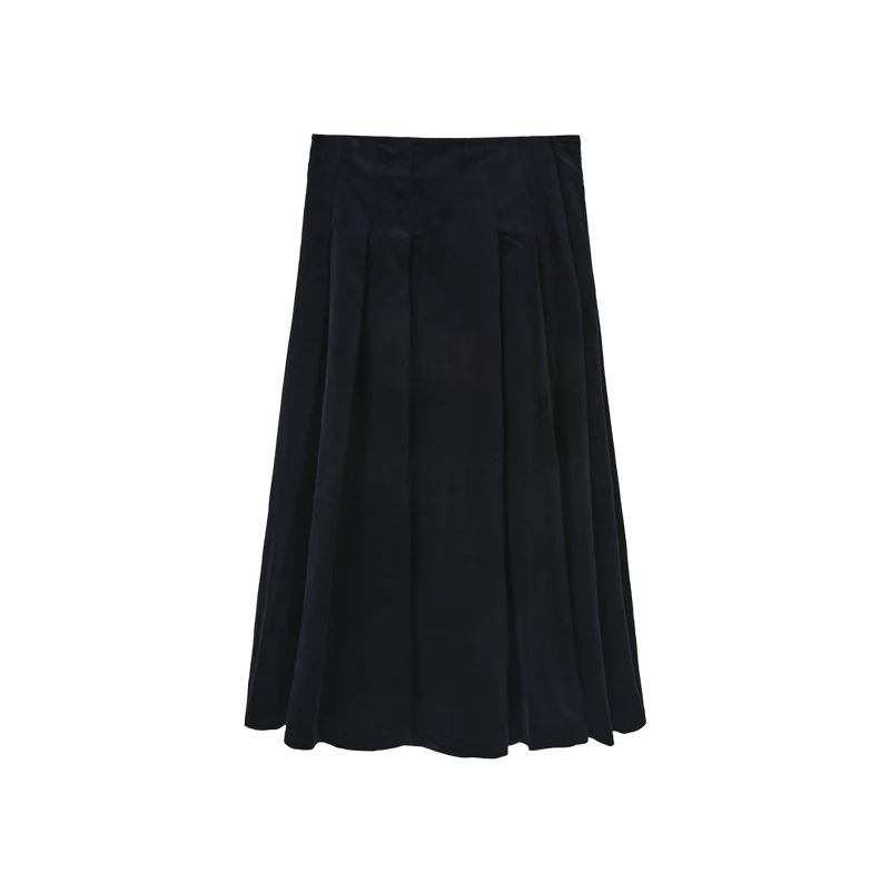Corduroy Combo Pleated Skirt