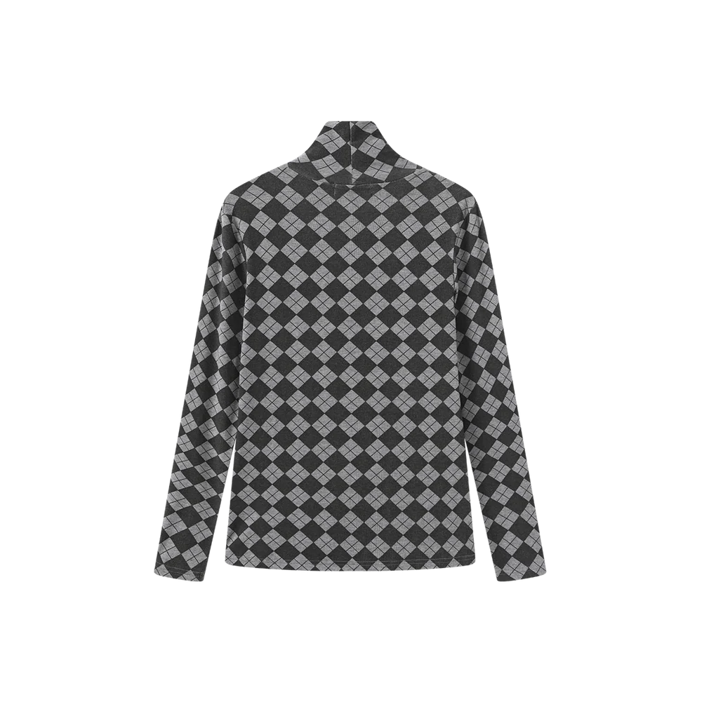 Argyle Print Turtleneck
