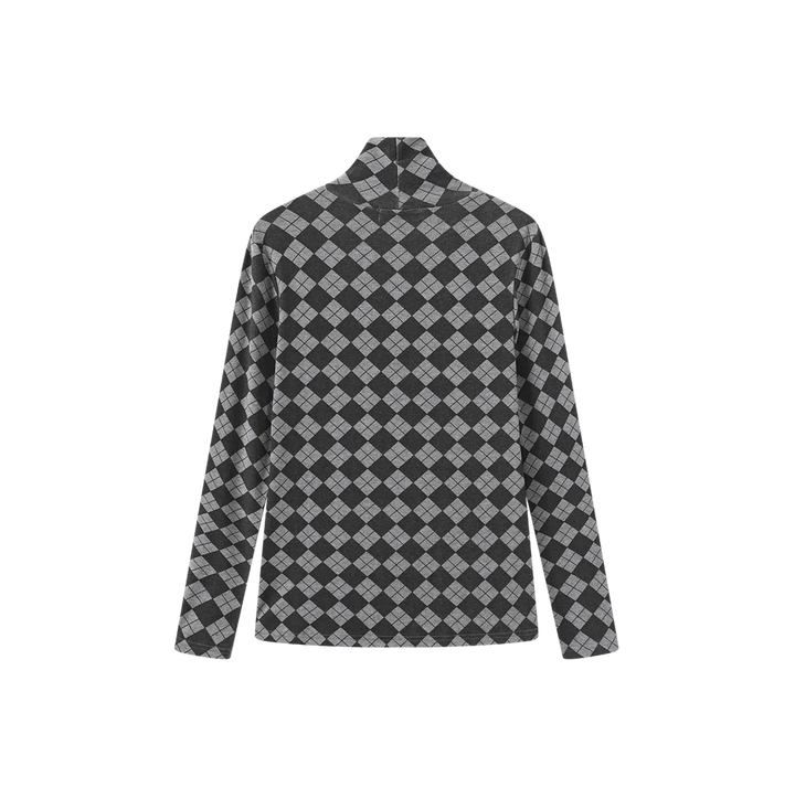 Argyle Print Turtleneck