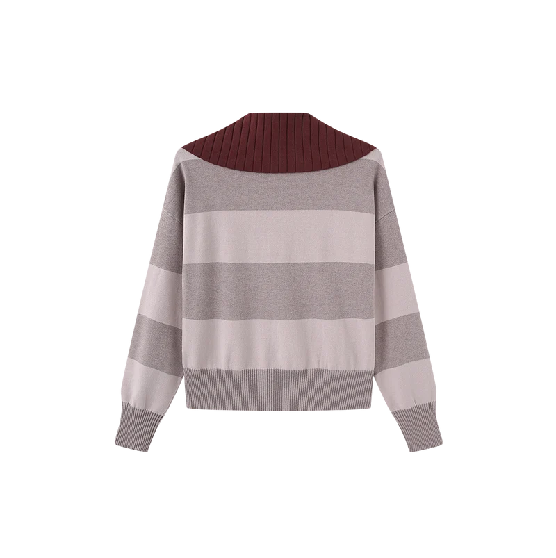 Stripe Contrast Collar Knit Sweater