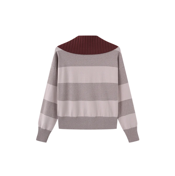 Stripe Contrast Collar Knit Sweater