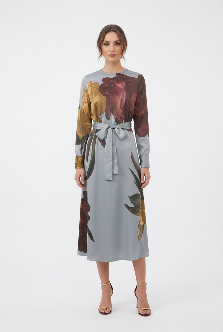 Silk Flower Printed Dress