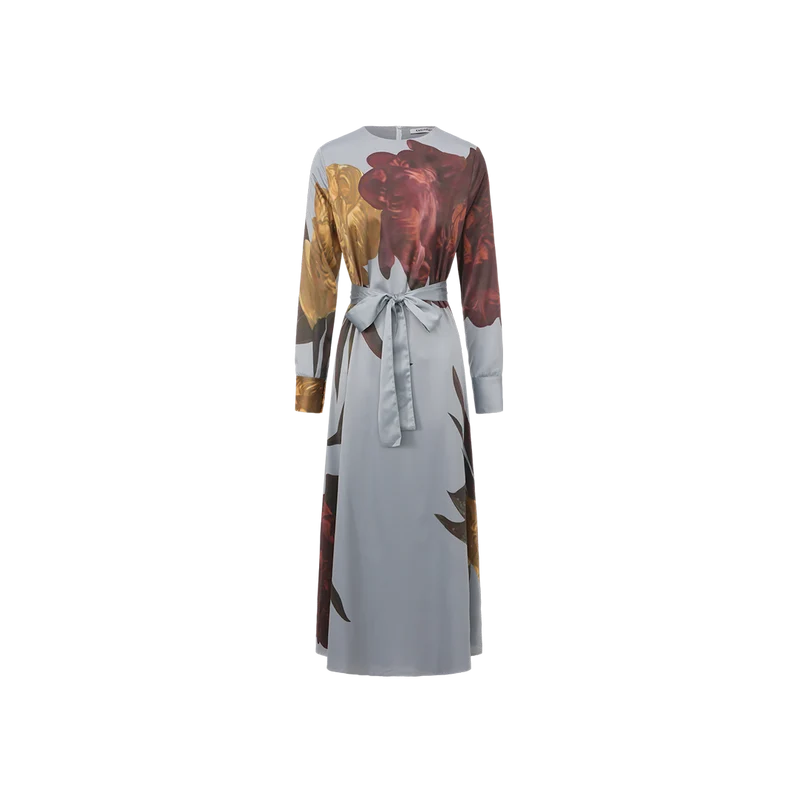 Silk Flower Printed Dress