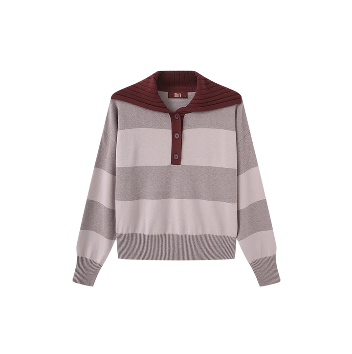 Stripe Contrast Collar Knit Sweater