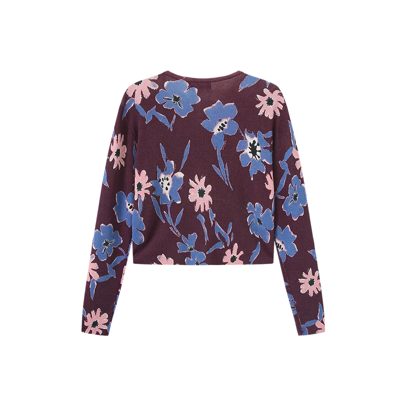 Floral Burgundy Knit Cardigan